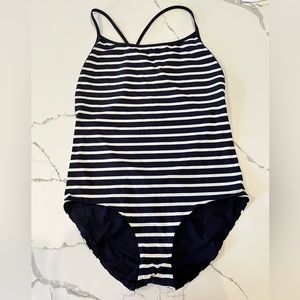COS cheeky one piece bathing suit, navy striped